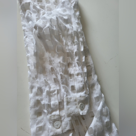 Ivano Boni Sheer Grid Plaid Cover-up Overlay Shirt White Large? - Picture 10 of 12